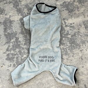 NWT Kenneth Cole Every Dog Has Its Day Pajamas Fuzzy Soft Gray Pet Sz L